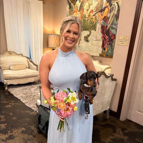 After Six Backless Halter Evening Gown in Mist - Picture 3 of 3